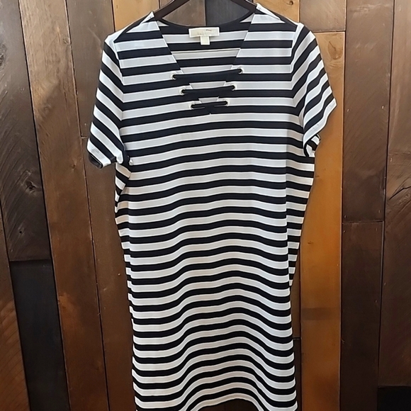 MICHAEL Michael Kors Dresses & Skirts - Michael Kors Women’s 1X Dress Black White Striped Nautical Stretch Cotton